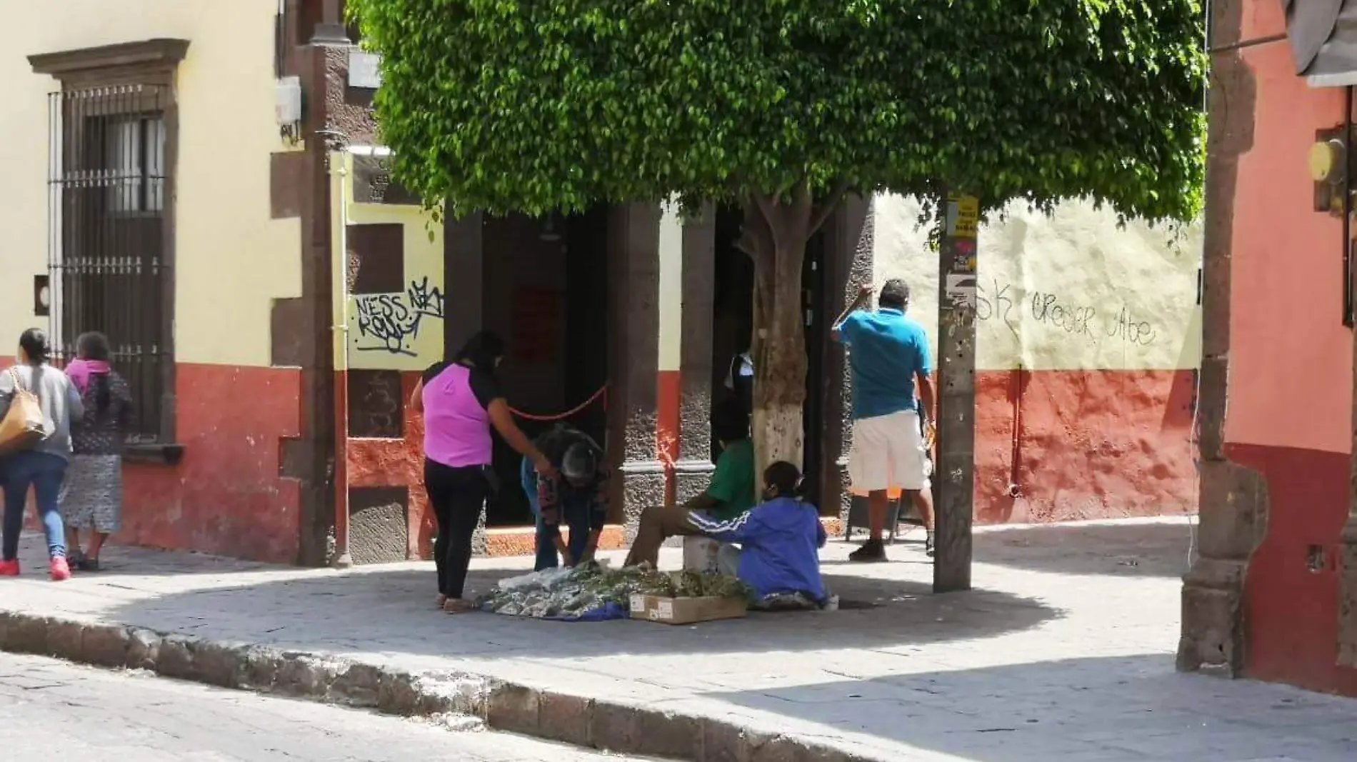 Ante la necesidad, todavía hay quienes realizan ventas en la vía pública.  Foto Monsetrrat García  El Sol de San Juan del Río